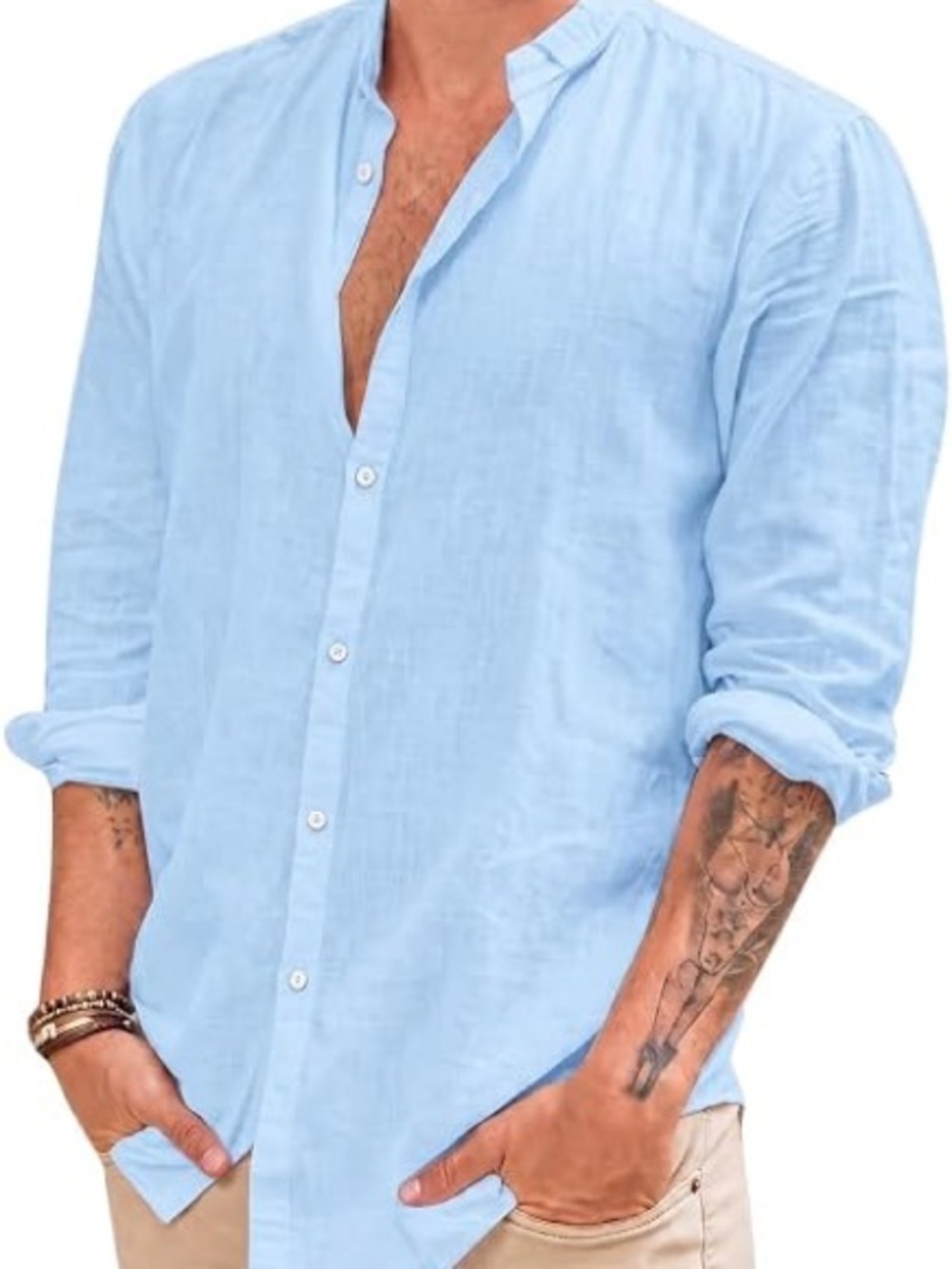 Men's Light Blue Button-Up Shirt